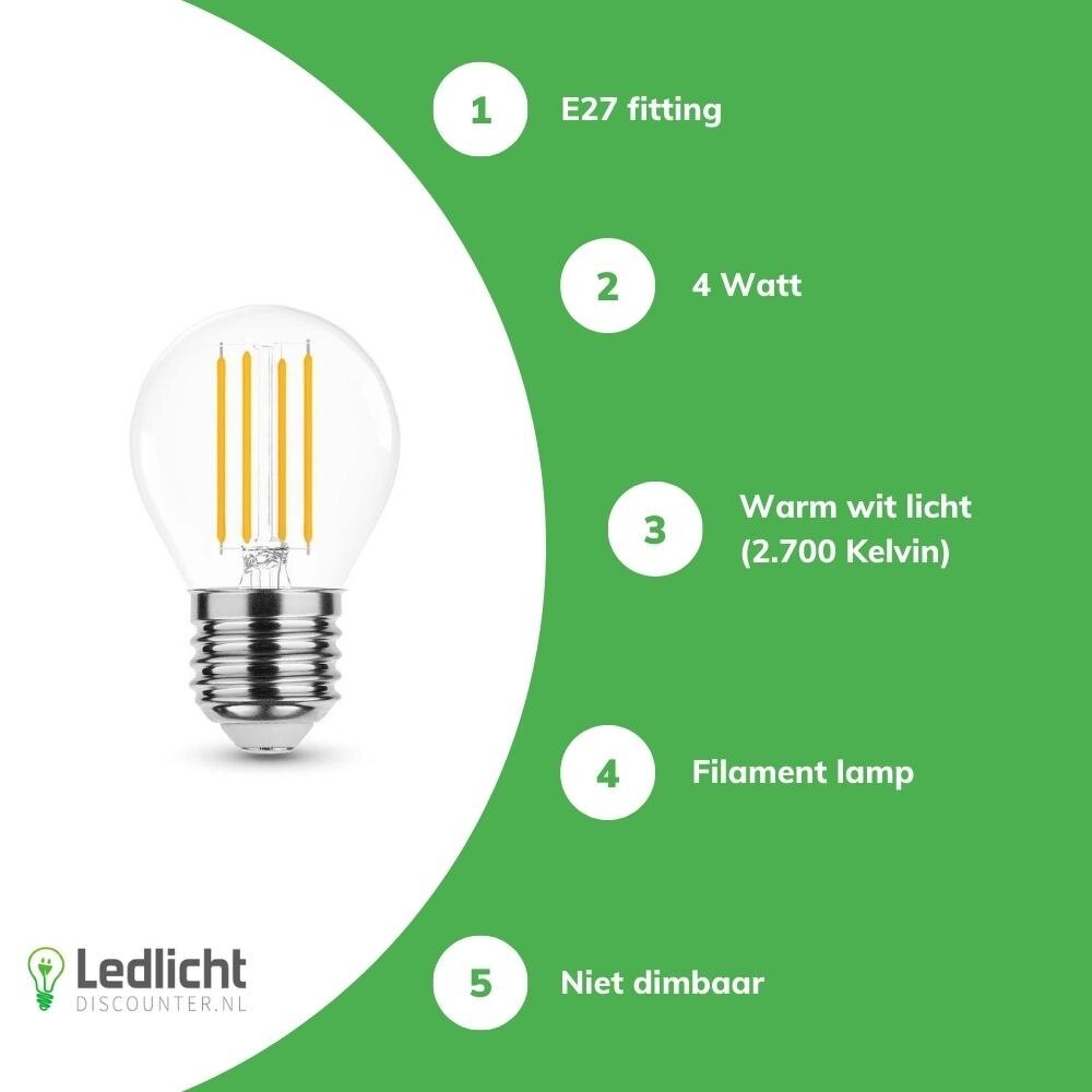 Modee LED Filament lamp - E27 G45 4W - 3000K warm wit licht Modee LED Filament lamp - E27 G45 4W - 3000K warm wit licht
