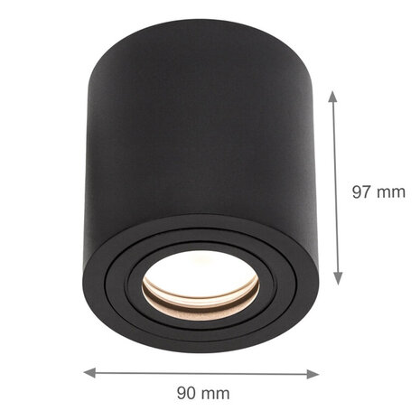 Spectrum LED plafondspot IP65 - Tube rond Zwart - met GU10 fitting - excl. LED spot Spectrum LED plafondspot IP65 - Tube rond Zwart - met GU10 fitting - excl. LED spot