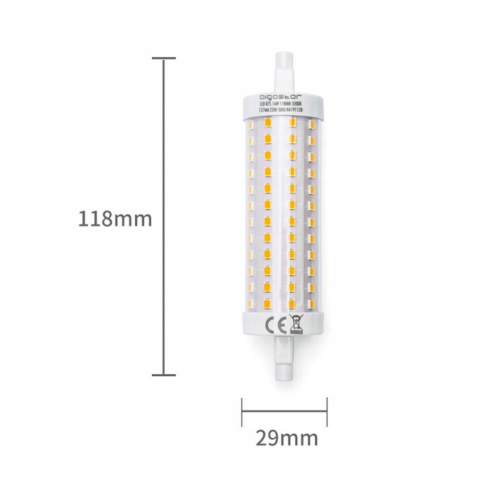 Aigostar LED R7S lamp - 16W vervangt 131W- 3000K warm wit licht- 118mm - niet dimbaar Aigostar LED R7S lamp - 16W vervangt 131W- 3000K warm wit licht- 118mm - niet dimbaar