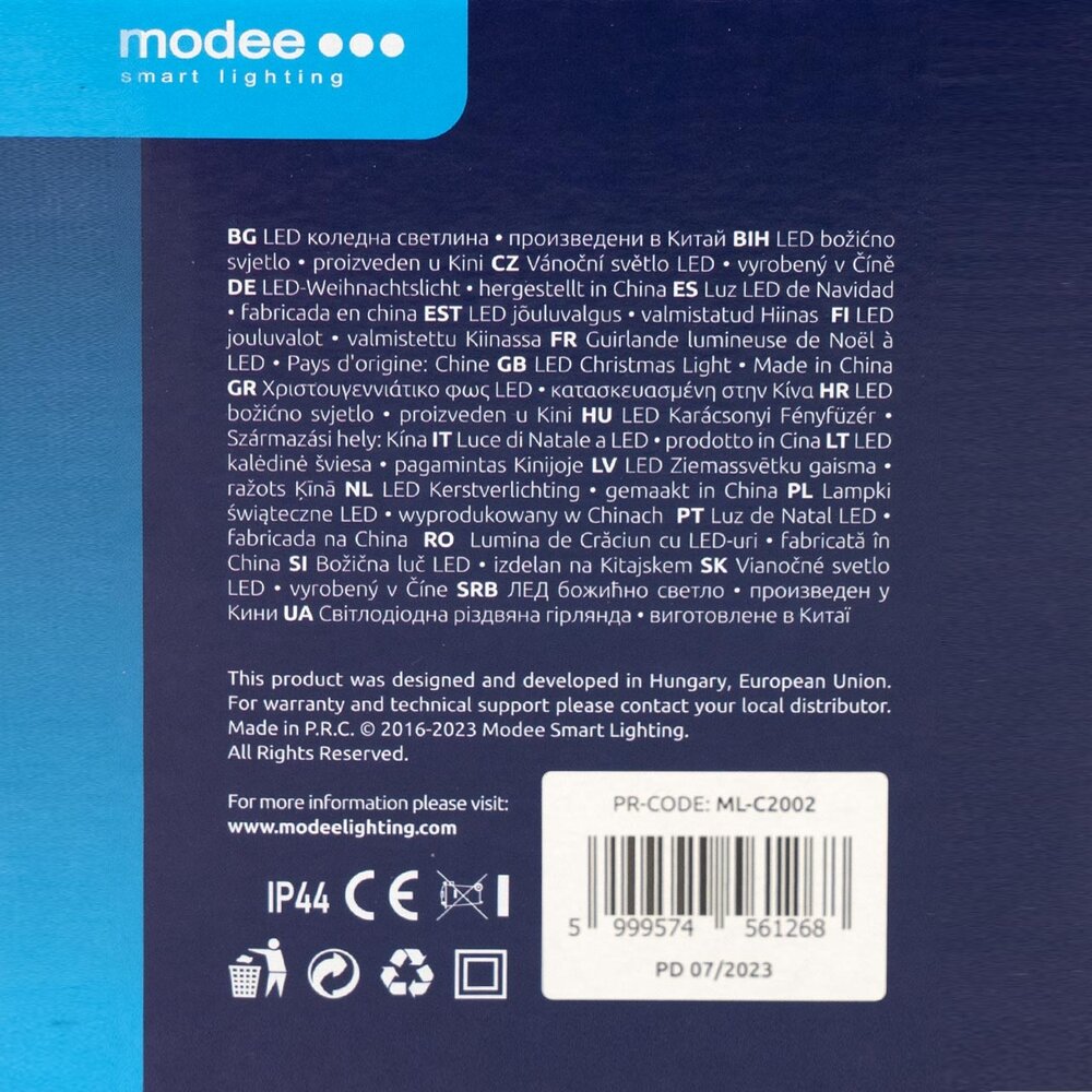 Modee Kerstverlichting lichtsnoer - 10 meter 100leds - 10000K koud wit licht - 220V Adapter