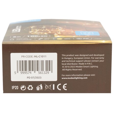 Modee Kerstverlichting lichtsnoer - 5 meter 100leds - 2700K warm wit licht - 3x AA batterij Modee Kerstverlichting lichtsnoer - 5 meter 100leds - 2700K warm wit licht - 3x AA batterij