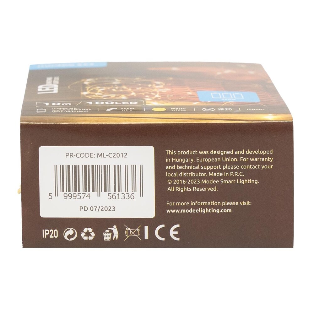 Modee Kerstverlichting lichtsnoer - 10 meter 100leds - 2700K warm wit licht - 3x AA batterij