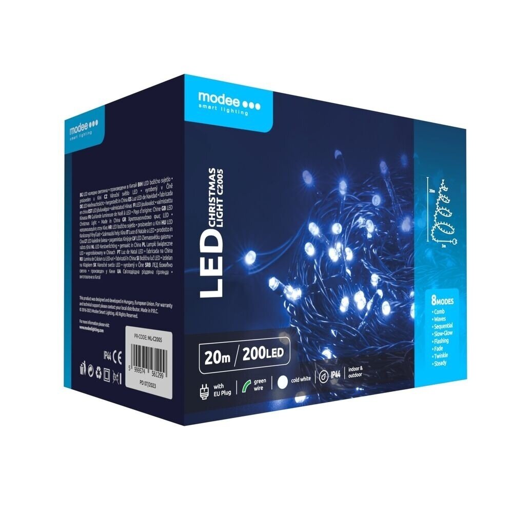 Modee Kerstverlichting lichtsnoer - 20 meter 200leds - 10000K daglicht wit - 220V Adapter Modee Kerstverlichting lichtsnoer - 20 meter 200leds - 10000K daglicht wit - 220V Adapter