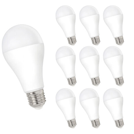 LCB Voordeelpak 10 stuks - LED lamp - E27 fitting - 10W vervangt 63W - 4000k helder wit licht LCB Voordeelpak 10 stuks - LED lamp - E27 fitting - 10W vervangt 63W - 4000k helder wit licht