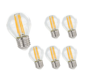 LCB Voordeelpak 6 stuks - LED Lamp G45 - E27 fitting - 4W Filament - 2700K warm wit licht LCB Voordeelpak 6 stuks - LED Lamp G45 - E27 fitting - 4W Filament - 2700K warm wit licht