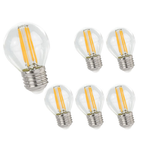 LCB Voordeelpak 6 stuks - LED Lamp G45 - E27 fitting - 4W Filament - 2700K warm wit licht LCB Voordeelpak 6 stuks - LED Lamp G45 - E27 fitting - 4W Filament - 2700K warm wit licht