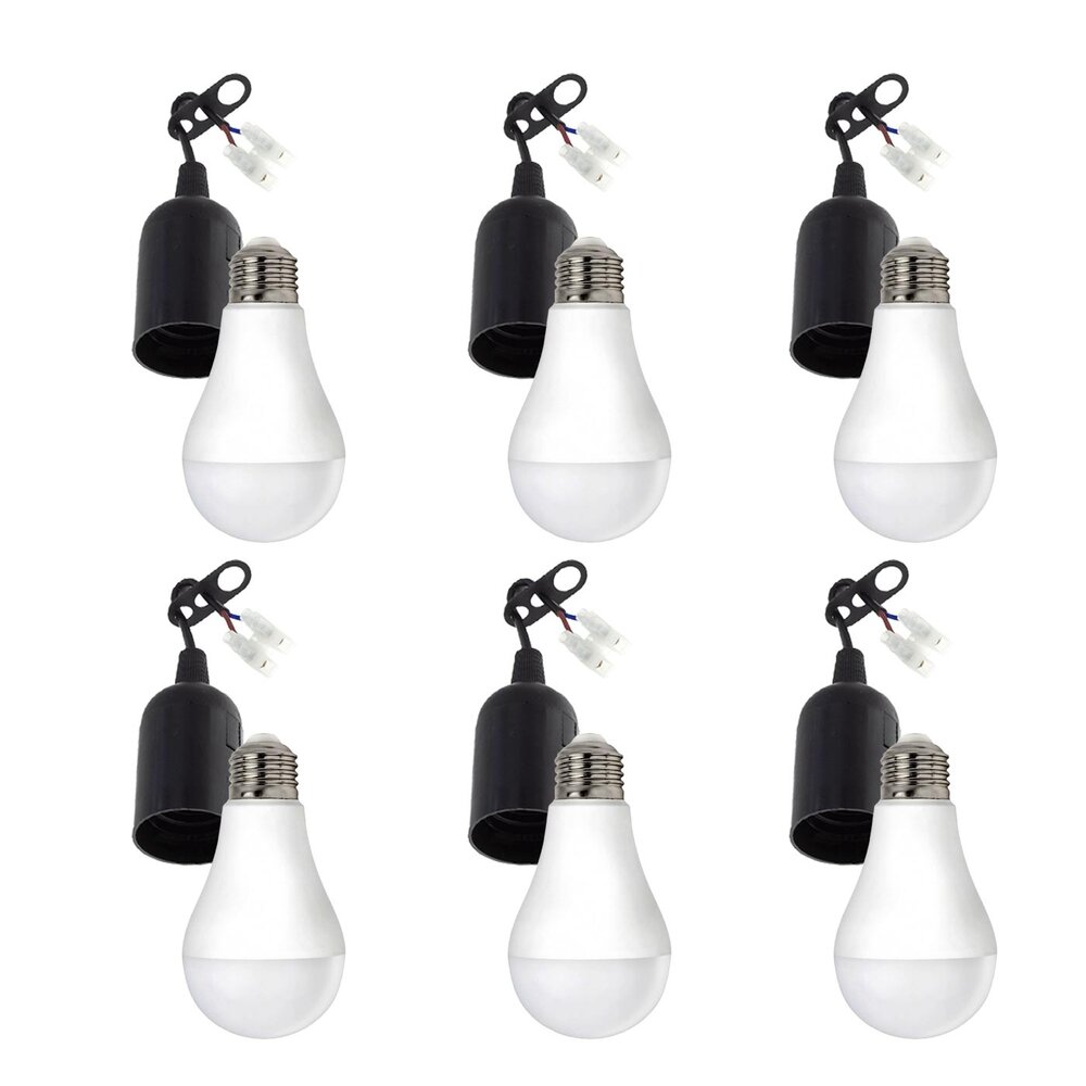 LCB Voordeelpak Verhuisfitting 6 stuks E27 met kroonsteen - incl. 6x LED lamp E27- A60 - 9W 6000K daglicht wit LCB Voordeelpak Verhuisfitting 6 stuks E27 met kroonsteen - incl. 6x LED lamp E27- A60 - 9W 6000K daglicht wit
