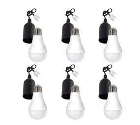 LCB Voordeelpak Verhuisfitting 6 stuks E27 met kroonsteen - incl. 6x LED lamp E27- A60 - 9W 6000K daglicht wit LCB Voordeelpak Verhuisfitting 6 stuks E27 met kroonsteen - incl. 6x LED lamp E27- A60 - 9W 6000K daglicht wit