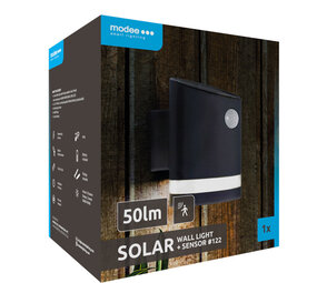 Modee LED Solar wandlamp met sensor - 9000K daglicht wit - 50 Lumen - IP44 Modee LED Solar wandlamp met sensor - 9000K daglicht wit - 50 Lumen - IP44