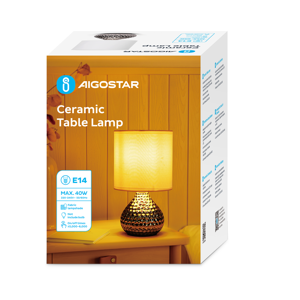 Aigostar Tafellamp Keramiek (Zonder Lichtbron) E14 - Zilver Aigostar Tafellamp Keramiek (Zonder Lichtbron) E14 - Zilver