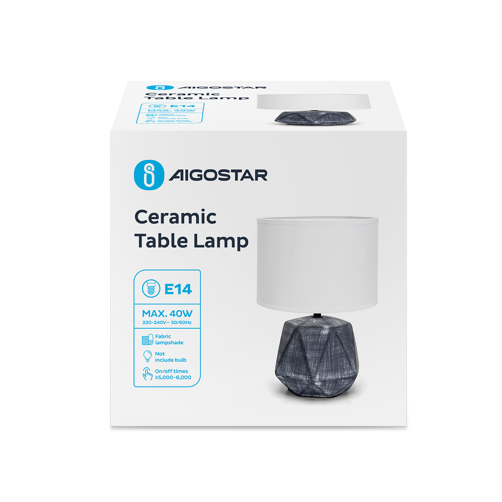 Aigostar Tafellamp Keramiek (Zonder Lichtbron) E14 - Donker grijs Aigostar Tafellamp Keramiek (Zonder Lichtbron) E14 - Donker grijs