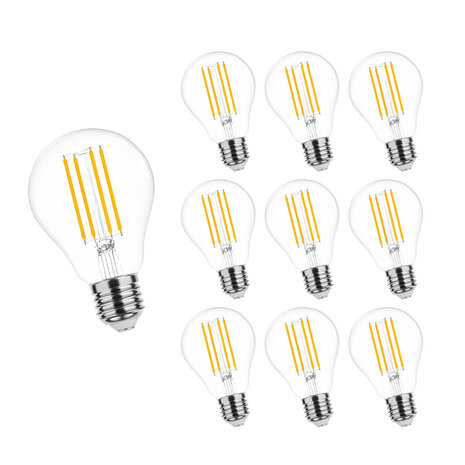 Modee Voordeelpak 10 stuks - LED Filament lamp dimbaar - E27 fitting - A67 - 10W - 2700K warm wit licht