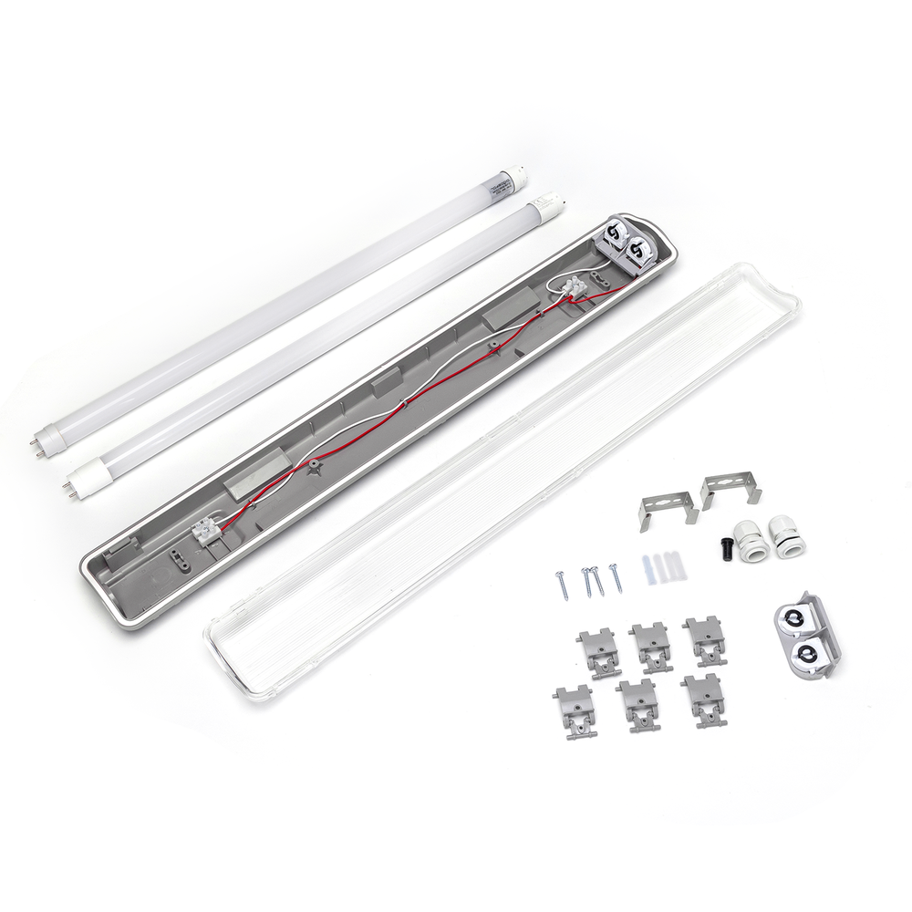Spectrum 60cm LED armatuur IP65 + 2 LED TL buizen 10W p/s - 6000K 865 daglicht wit -Doorkoppelbaar - Compleet Spectrum 60cm LED armatuur IP65 + 2 LED TL buizen 10W p/s - 6000K 865 daglicht wit -Doorkoppelbaar - Compleet