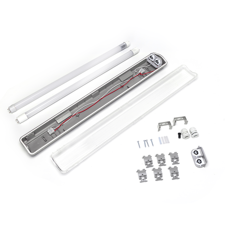 Spectrum 60cm LED armatuur IP65 + 2 LED TL buizen 10W p/s - 6000K 865 daglicht wit -Doorkoppelbaar - Compleet Spectrum 60cm LED armatuur IP65 + 2 LED TL buizen 10W p/s - 6000K 865 daglicht wit -Doorkoppelbaar - Compleet