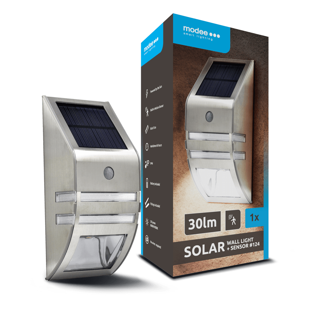 Modee LED Solar Wandlamp met bewegingssensor - 9000K Daglicht - 30lm - WS124 Modee LED Solar Wandlamp met bewegingssensor - 9000K Daglicht - 30lm - WS124