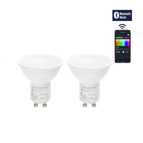 Aigostar LED Spot - Bluetooth Mesh - GU10 - 6,5W - Incl. afstandsbedieining - Set van 2