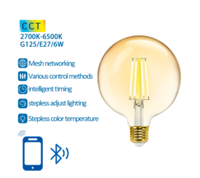 Aigostar OP=OP LED Lamp - Bluetooth Mesh - E27 - 6W - G125 - Globe vorm - Filament