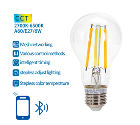 Aigostar LED Lamp - Bluetooth Mesh - E27 - 6W - A60 - Bolvormig - Filament Aigostar LED Lamp - Bluetooth Mesh - E27 - 6W - A60 - Bolvormig - Filament