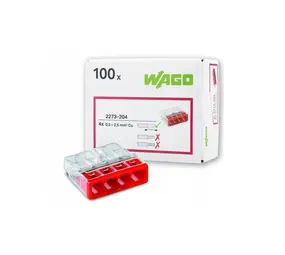 WAGO Lasklem 4-voudig 0,5-2,5 mm² 2273-204 - 100 stuks WAGO Lasklem 4-voudig 0,5-2,5 mm² 2273-204 - 100 stuks