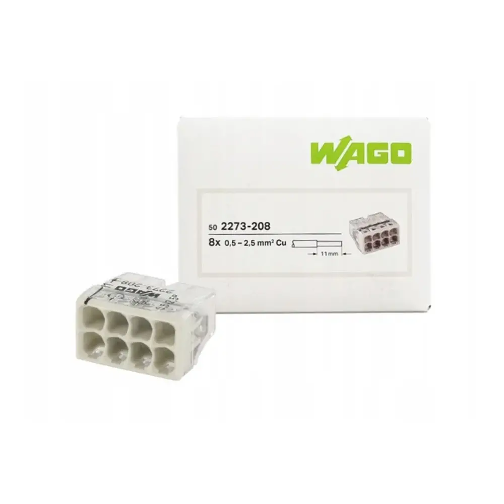 WAGO Lasklem 8 -voudig 0,5-2,5 mm² 2273-208 - 50 stuks WAGO Lasklem 8 -voudig 0,5-2,5 mm² 2273-208 - 50 stuks