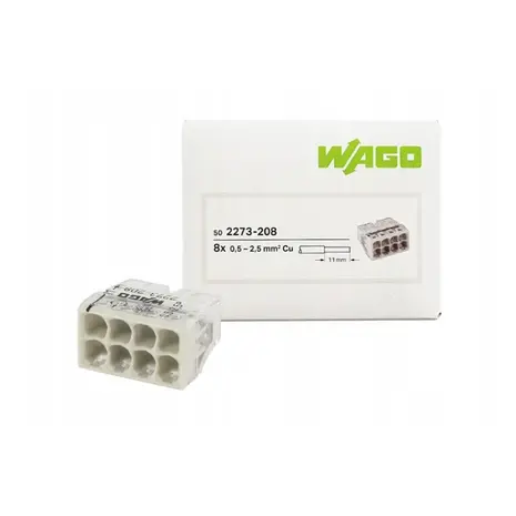 WAGO Lasklem 8 -voudig 0,5-2,5 mm² 2273-208 - 50 stuks WAGO Lasklem 8 -voudig 0,5-2,5 mm² 2273-208 - 50 stuks