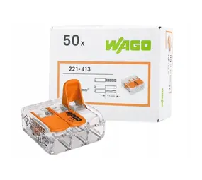 WAGO Verbindingsklem 3-voudig 4mm² 221-413 - 50 stuks WAGO Verbindingsklem 3-voudig 4mm² 221-413 - 50 stuks