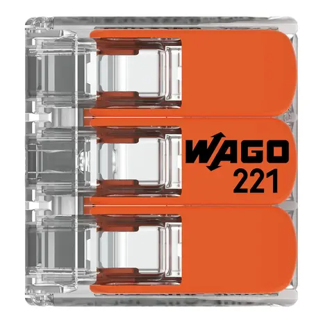 WAGO Verbindingsklem 3-voudig 4mm² 221-413 - 50 stuks WAGO Verbindingsklem 3-voudig 4mm² 221-413 - 50 stuks
