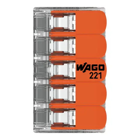 WAGO Verbindingsklem 5-voudig 4mm² 221-415 - 25 stuks WAGO Verbindingsklem 5-voudig 4mm² 221-415 - 25 stuks