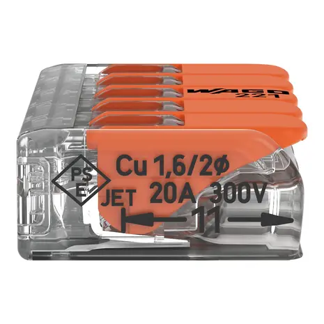 WAGO Verbindingsklem 5-voudig 4mm² 221-415 - 25 stuks WAGO Verbindingsklem 5-voudig 4mm² 221-415 - 25 stuks