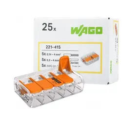 WAGO Verbindingsklem 5-voudig 4mm² 221-415 - 25 stuks WAGO Verbindingsklem 5-voudig 4mm² 221-415 - 25 stuks