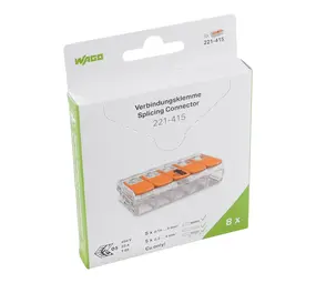 WAGO Verbindingsklem 5-voudig 4mm² 221-412 - 8 stuks WAGO Verbindingsklem 5-voudig 4mm² 221-412 - 8 stuks
