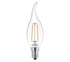 Philips officieel distributeur CorePro LED candle E14 gebogen punt Filament Helder 2W 250lm - 927 Zeer Warm Wit | - Niet Dimbaar - Vervangt 25W
