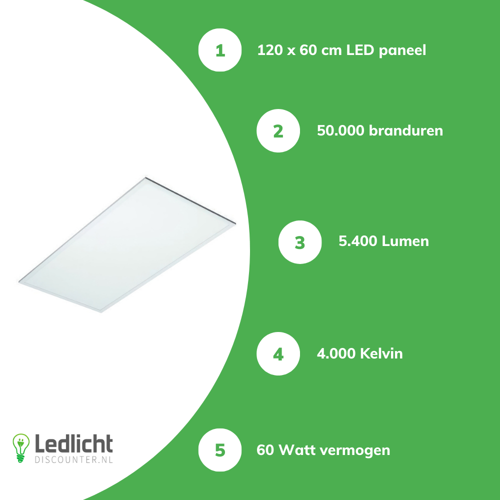LCB LED Paneel 120x60cm IP41 - Pro Slim Line - 60W 7200Lm - 4000K 840 helder wit | UGR22 Opaal Wit - 5 Jaar Garantie LCB LED Paneel 120x60cm IP41 - Pro Slim Line - 60W 7200Lm - 4000K 840 helder wit | UGR22 Opaal Wit - 5 Jaar Garantie