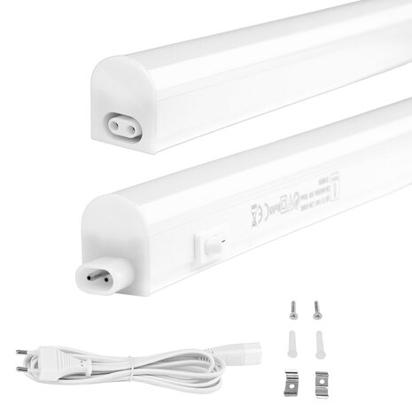 Aigostar LED T5 Armatuur 60cm - 8W - 3000K 830 warm wit licht - incl. 150cm aansluitsnoer en aan- uitknop Aigostar LED T5 Armatuur 60cm - 8W - 3000K 830 warm wit licht - incl. 150cm aansluitsnoer en aan- uitknop
