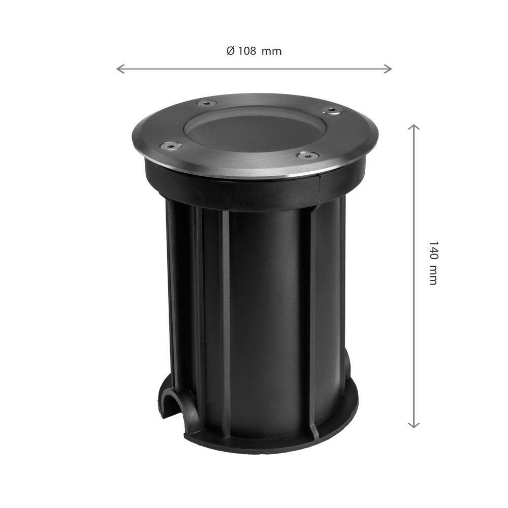 Spectrum LED Grondspot IP67 - GU10 Fitting - Lukka Rond - RVS  Geborsteld - 108x140MM