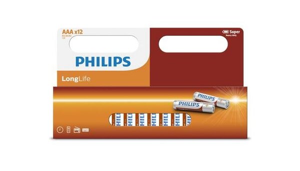 Philips officieel distributeur Philips Longlife AAA Batterijen  12 stuks