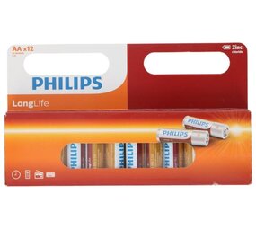 Philips Philips Longlife AA Batterijen 12 stuks Philips Philips Longlife AA Batterijen 12 stuks