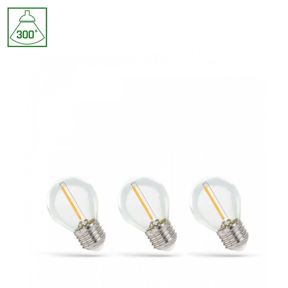 Spectrum 3-PACK LED Lamp G45 - E27 fitting - 1W Filament - 2700K warm wit licht Spectrum 3-PACK LED Lamp G45 - E27 fitting - 1W Filament - 2700K warm wit licht