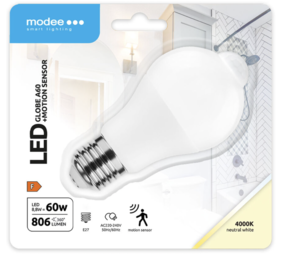 Modee OP=OP LED Lamp E27 A60 - 8,8W 4000K - Bewegingssensor