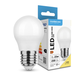 Modee LED lamp - E27 fitting - 3W vervangt 25W - 2700K warm wit licht Modee LED lamp - E27 fitting - 3W vervangt 25W - 2700K warm wit licht