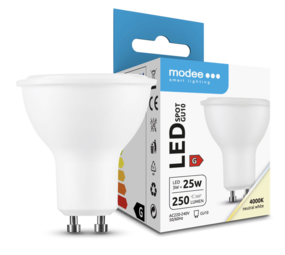 Modee LED spot GU10 - 3W vervangt 25W - 4000K helder wit licht Modee LED spot GU10 - 3W vervangt 25W - 4000K helder wit licht