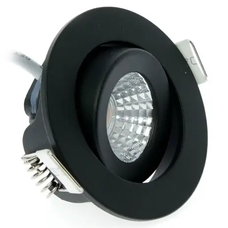 LCB LED Mini Inbouwspot IP65 - Zwart 62MM - 5W 450LM - 2700K 827 Warm Wit | Zaagmaat 52MM - Triac Dimbaar | 230v