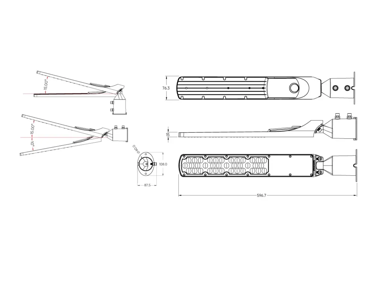 LED Line LED Straatlamp IP65 - 30W 100lm p/w - 4000K 840 - Grijs