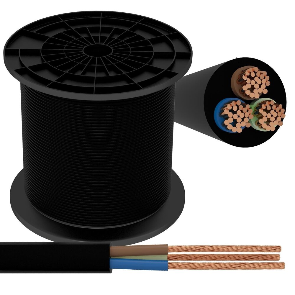 Aigostar Aansluitsnoer - 50m - 3x 2.5mm2 met zwarte mantel rond - H03VVH2-F 3G2.5 Aigostar Aansluitsnoer - 50m - 3x 2.5mm2 met zwarte mantel rond - H03VVH2-F 3G2.5