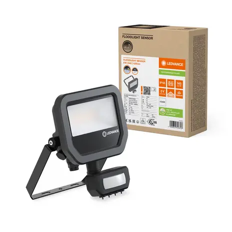 Ledvance LED Breedstraler Aluminium Zwart 8W 1200lm 100D - 840 Koel Wit | IP65 - Bewegings- En Lichtsensor - Symmetrisch Ledvance LED Breedstraler Aluminium Zwart 8W 1200lm 100D - 840 Koel Wit | IP65 - Bewegings- En Lichtsensor - Symmetrisch