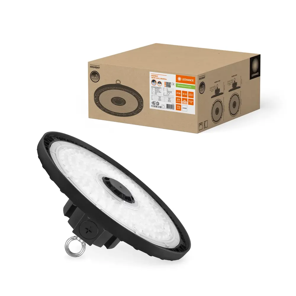 Ledvance LED Highbay Gen 5 Aluminium Zwart 150W 26250lm 70D - 840 Koel Wit | IP66 - 1-10V Dimbaar Ledvance LED Highbay Gen 5 Aluminium Zwart 150W 26250lm 70D - 840 Koel Wit | IP66 - 1-10V Dimbaar
