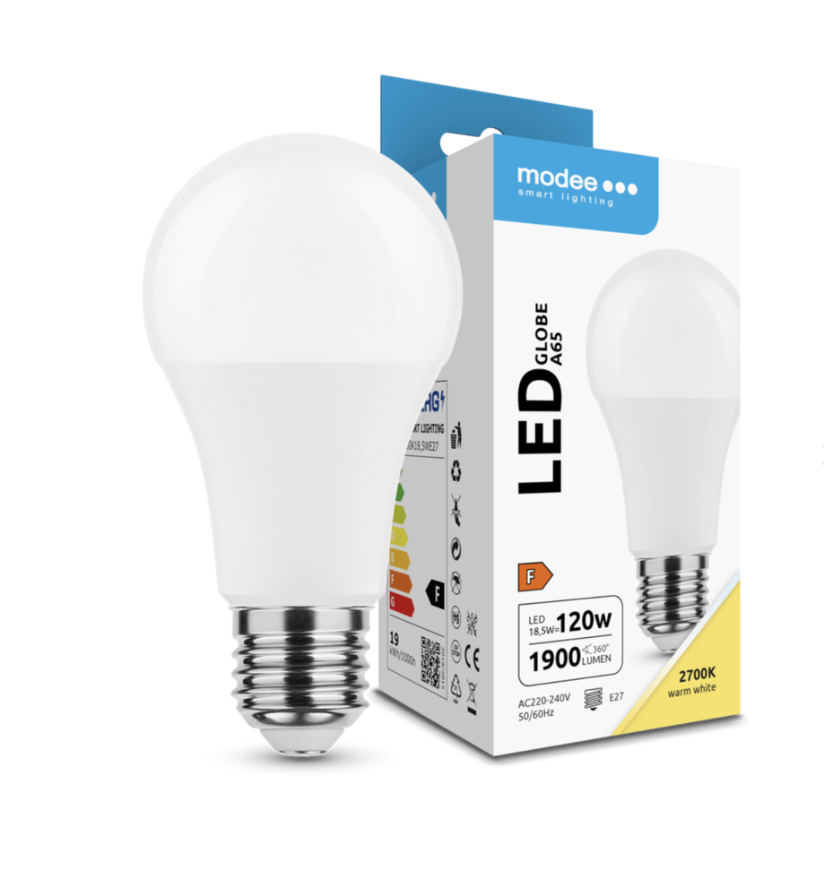 Modee LED lamp - E27 A60 - 18,5W 1900lm - 2700K warm wit licht Modee LED lamp - E27 A60 - 18,5W 1900lm - 2700K warm wit licht