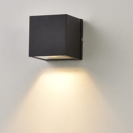 Artdelight LED Wandlamp Down light IP54 - Zwart DICE Vierkant 100MM | 1x GU10 fitting - Te gebruiken als up of downlight