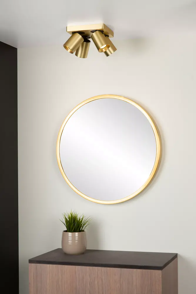 Lucide Lucide NIGEL - Plafondspot - LED Dim to warm - GU10 - 4x5W 2200K/3000K - Mat Goud / Messing Lucide Lucide NIGEL - Plafondspot - LED Dim to warm - GU10 - 4x5W 2200K/3000K - Mat Goud / Messing