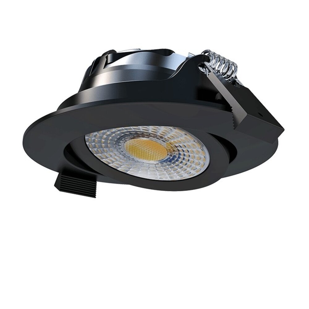 LCB LED Inbouwspot IP65 - 82MM Mat Zwart - 6W 580Lm  - CCT 827 - 830 - 840 Multi Color Switch | Zaagmaat 67MM Triac Dimbaar